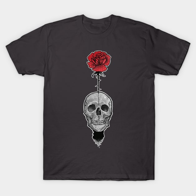 will you accept this rose? skull with red rose T-Shirt by weilertsen